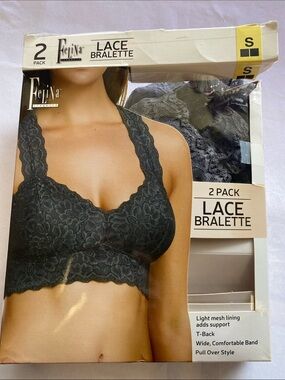 Felina Black Lace Bralette 2-Pack - Black & Grey